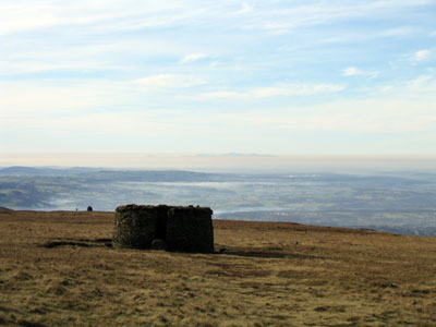The Weather Shelter with Memorial Cairn in the background