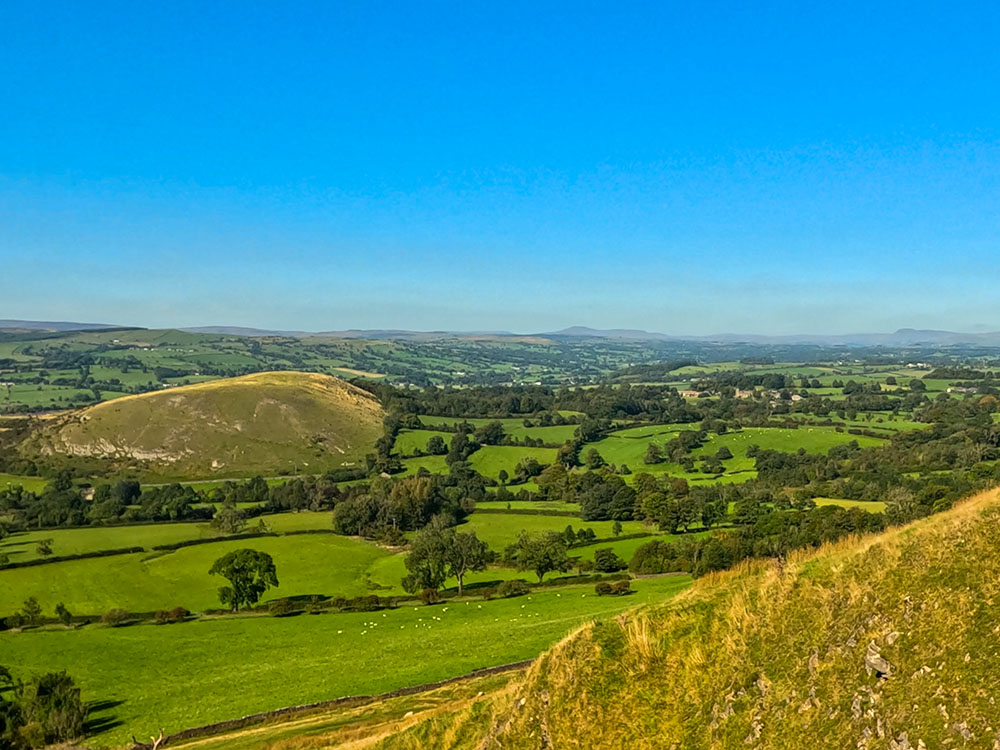 The view back over Worsaw Hill, Downham and across the Ribble Valley