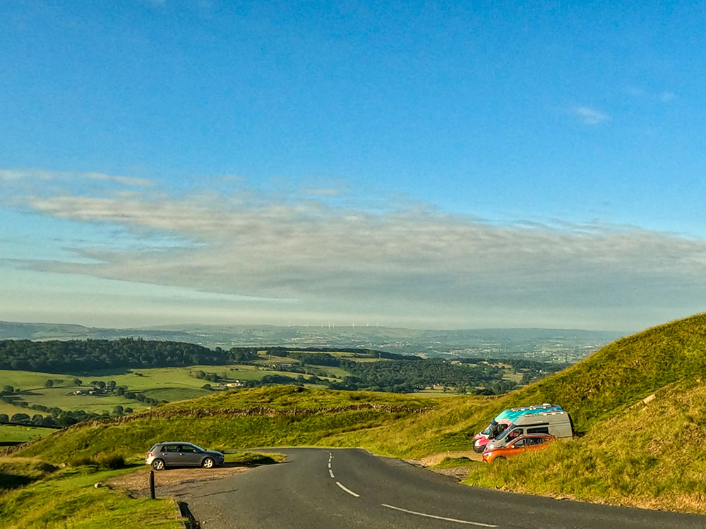 Some of the laybys at the start of the Pendle Hill from the Nick of Pendle walk