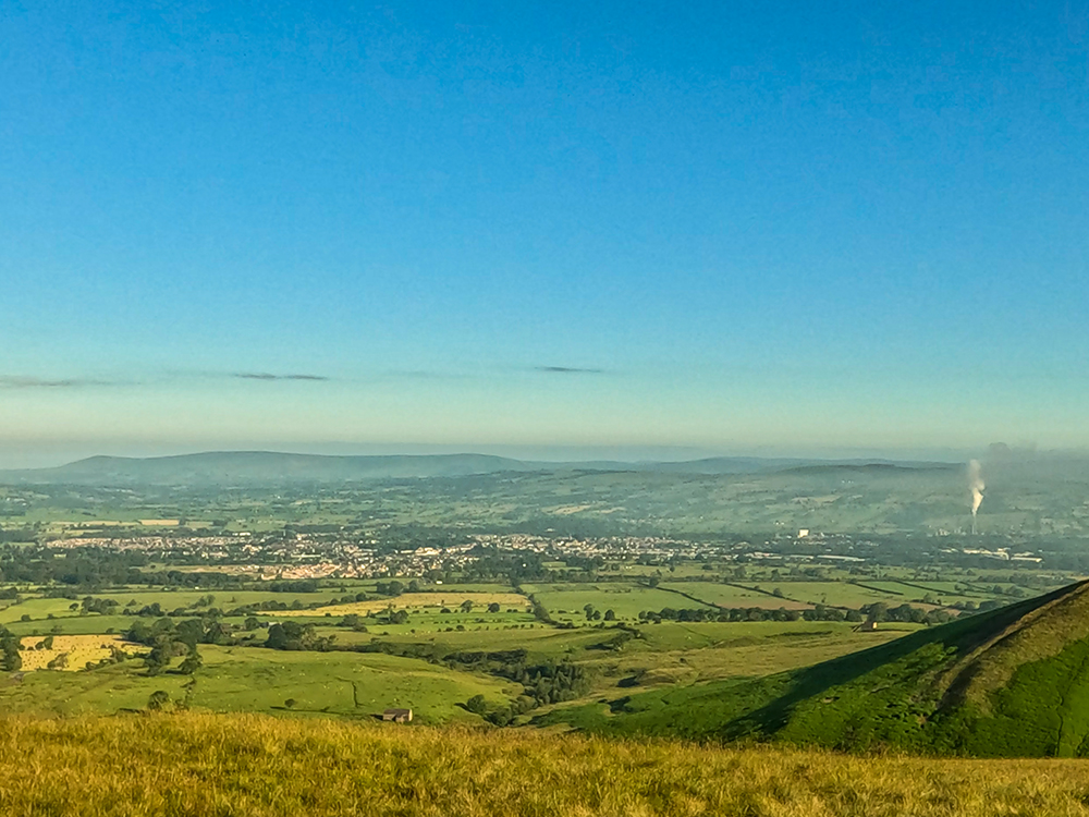 Looking out over Clitheroe and the Ribble Valley from Pendleton Moor