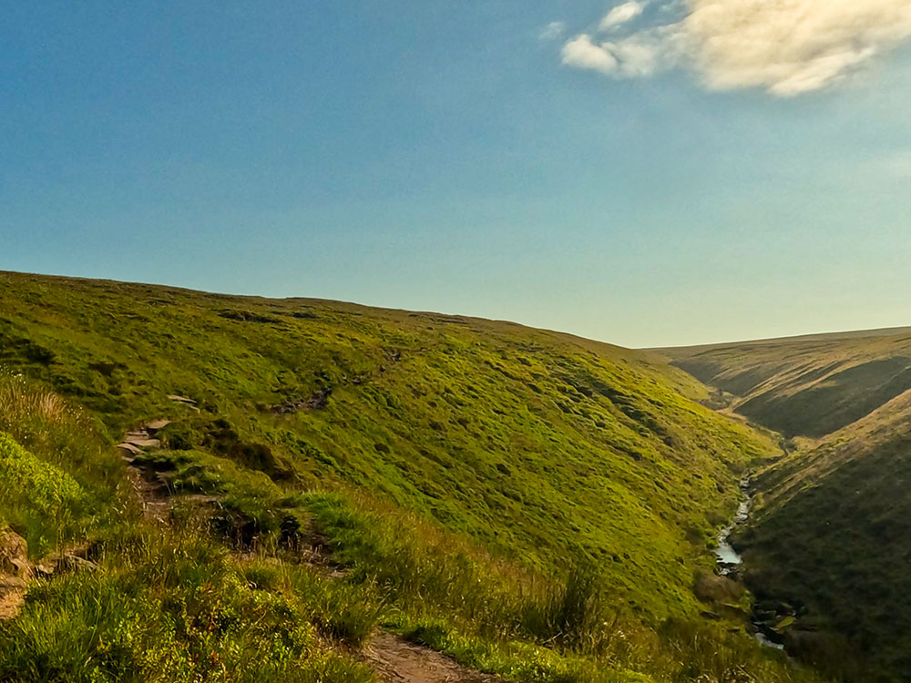 The path makes its way through Ogden Clough on its way to the summit of Pendle Hill